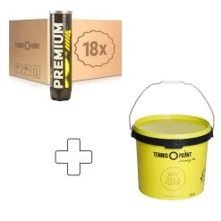 Tennis-Point Premium Tennisball 18 Tubi Da 4 Nel Cartone, In Aggiunta Secchiello Per Palline