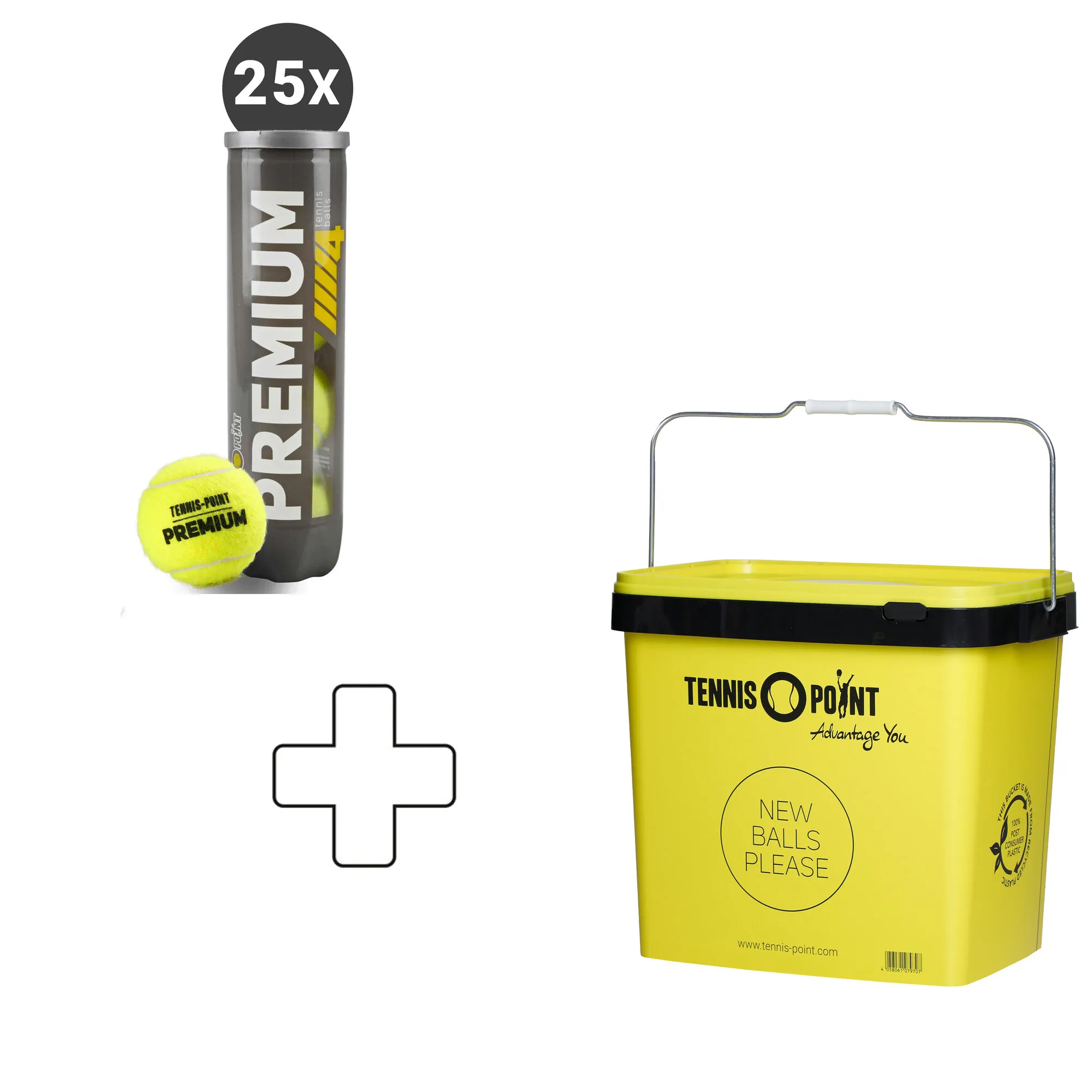 Tennis-Point 25 X Premium Tubo Da 4 In Aggiunta Secchiello Per Palline 3 Tennis-Point 25 X Premium Tubo Da 4 In Aggiunta Secchiello Per Palline