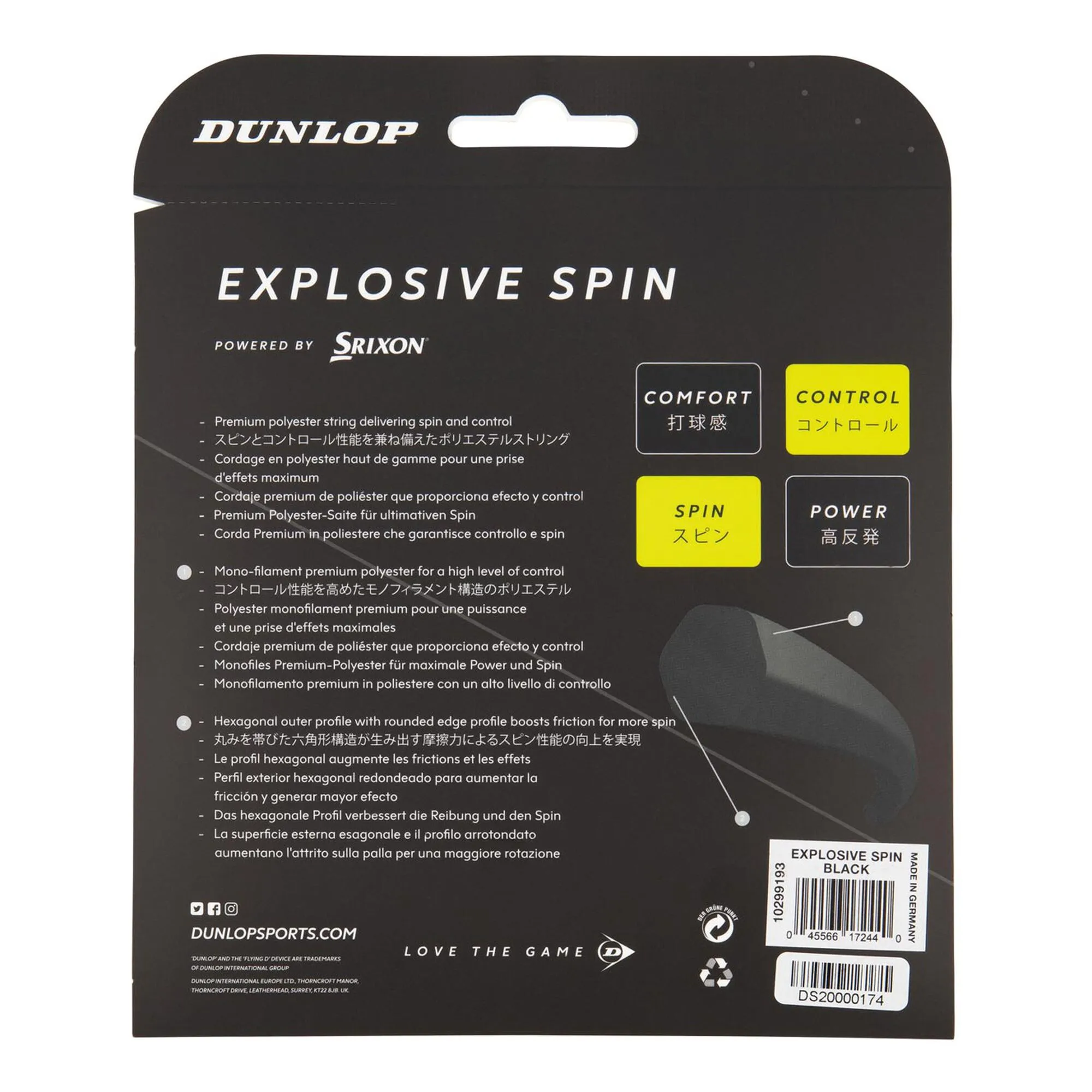 Dunlop Explosive Spin Set Di Corde 12m - Nero 4 Dunlop Explosive Spin Set Di Corde 12m - Nero - immagine 2